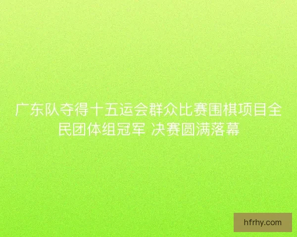 广东队夺得十五运会群众比赛围棋项目全民团体组冠军 决赛圆满落幕